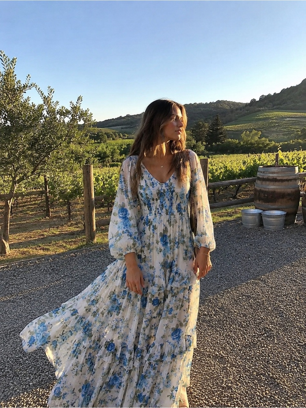 Spell & The Gypsy Rose Garden Gown Sapphire Floral Maxi Dress S NWT